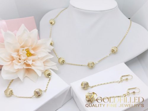 Antiallergene Goldfilled ogrlica 45 cm + zapestnica 18 cm + uhani, barva 14K