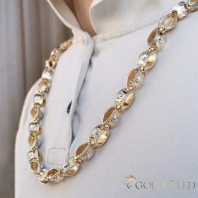   Goldfilled Antialergijski Luksuzni Barakka Ogrlica 60cm Dolga in 11mm Široka (120g) Barva 14K Multikolor