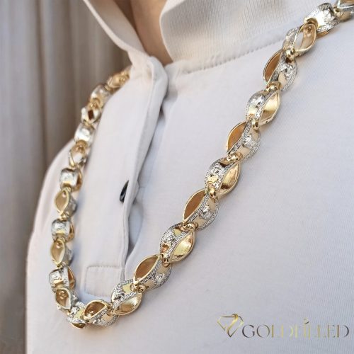 Goldfilled Antialergijski Luksuzni Barakka Ogrlica 60cm Dolga in 11mm Široka (120g) Barva 14K Multikolor