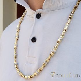   Goldfilled Antialergijski Luksuzni Barakka Ogrlica 70cm Dolga in 8-9mm Široka (100g !) Barva 14K Multikolor