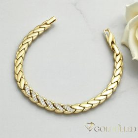   Antiallergene pozlačen zapestnica „Goldfilled“, dolžina 19cm in širina 7 mm, barva 14K