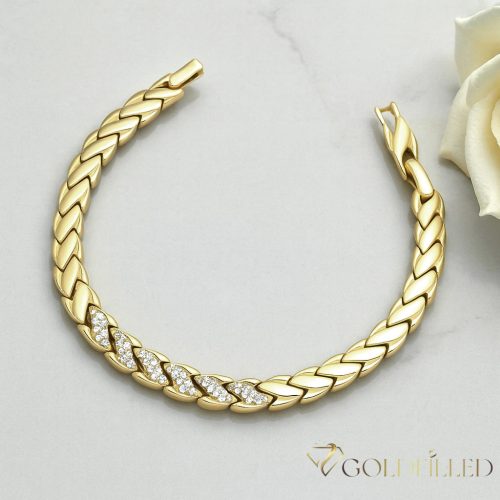 Antiallergene pozlačen zapestnica „Goldfilled“, dolžina 19cm in širina 7 mm, barva 14K