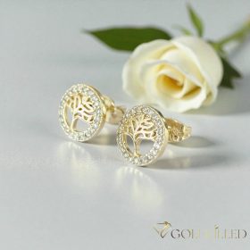  Goldfilled "Drevo življenja" antialergijski uhani 10mm 14K barva
