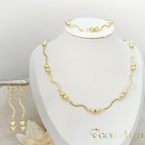 Antiallergene Goldfilled Ogrlica 45 cm/3-5mm + Zapestnica 19cm + Uhani, barva 14K