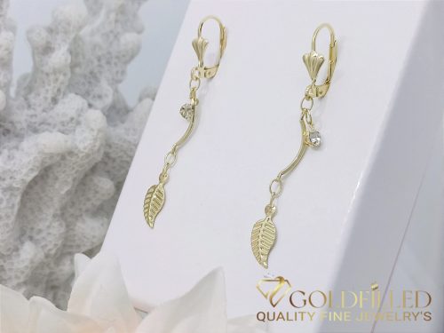 Goldfilled Antiallergene Uhani z listom 52mm 14K barva